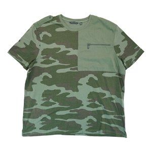 Sean John Men's Short Sleeve Shirt Camo Zip Pocket Cotton‎ Military Green 3XL